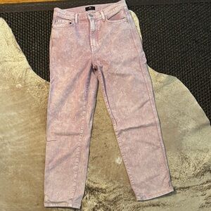 Seven For All Mankind Pink High Waist Cropped Straight Jeans